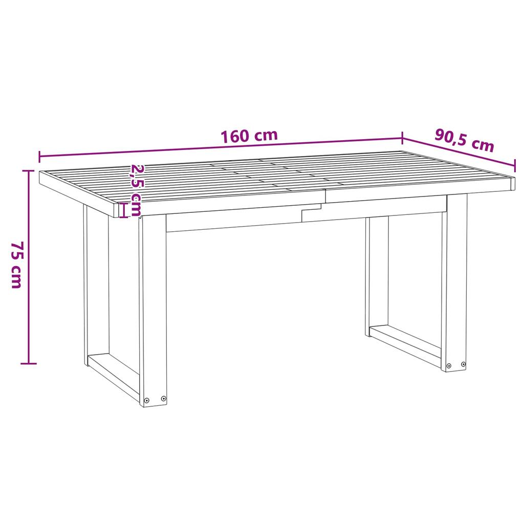 NOAIN Dining Table 160 cm Solid Pine Wood Black Rectangular