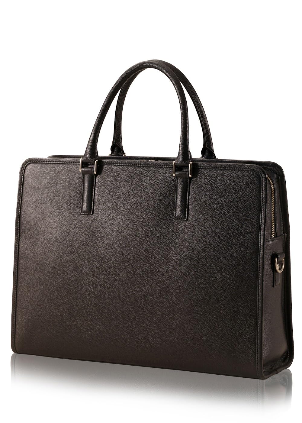 

[LIB] Business Bag, Water-Repellent Original Leather, Genuine Cowhide Leather, Unisex, Fits 15-inch PCs, Self-Standing, Double Zipper Closure (Black