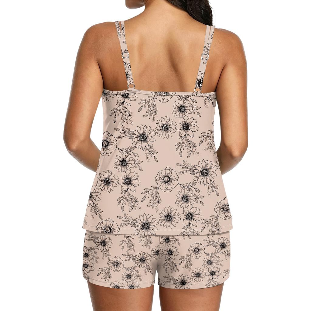 Womens Floral Tank Top And Shorts Set Sleeveless Ruched V Neck Casual Loose Fit Lightweight Summer Loungewear 2026