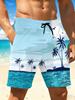 Pantaloni scurți de vară stil plajă, imprimați 3D, largi, mărime mare, cu uscare rapidă