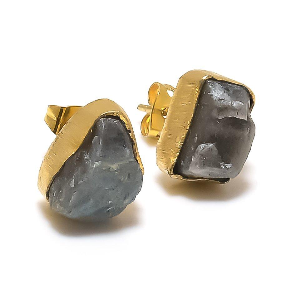 

Натуральный грубый драгоценный камень иолит, серьги ручной работы из стерлингового серебра 925 пробы V3d41