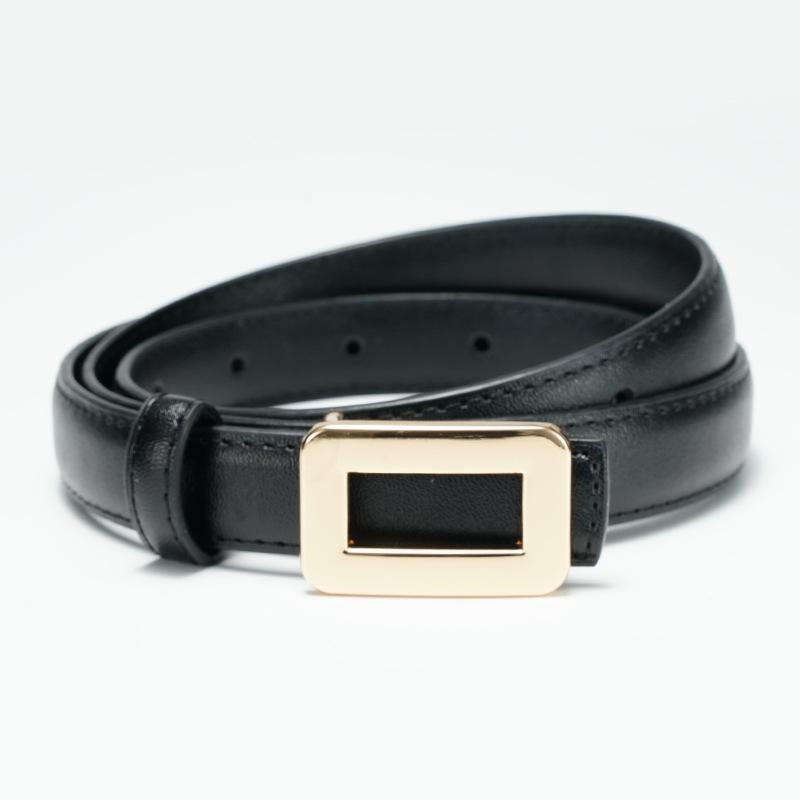 Belts for Women Fashion Versatile Trendy Decorative Suit Cowhide Thin Belt Square Buckle Genuine Leather Ins Style Jeans Belt