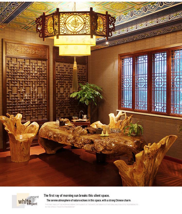 Hexagonal Solid Wood Chinese Antique Pendant Light for Teahouse or Restaurant