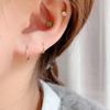 Korean S925 Sterling Silver Simple Hoop Ear Studs - Smooth K Gold-Plated Cartilage Rings