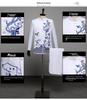 Men's Blue & White Porcelain Zhongshan Suit with Stand-up Collar & Embroidery for Performances