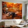 2D Fall Park Orange Trees Background for Thanksgiving & Harvest Events