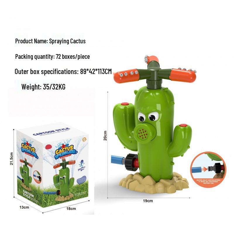 Cartoon Cactus Rotating Sprinkler: Automatic Water Play Toy for Gardens