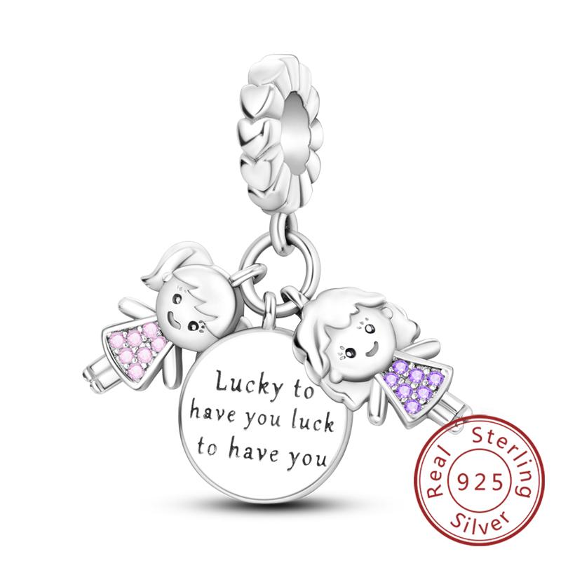 Potrivire Mărgele Charmuri Cupru Original Băiat Fată Mamă Pandantiv Charmuri Pentru Brățară Colier Bijuterii Femei Cadou