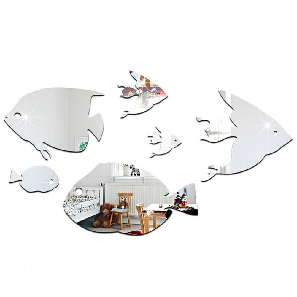 

Наклейки на стену «Рыбная школа» для спальни, гостиной, украшения стен(Серебряный Д) серебряный