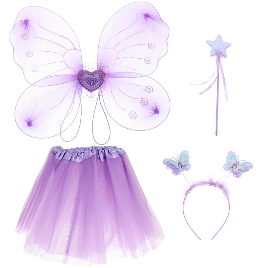 CALLARON Fairy Cosplay Set Angel Wings Cosplay Kids Lovely Angel Angel Wings Angel Ring Heart Stick Costume Accessories Unisex Purple 42x33cm Purple