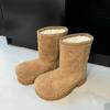 Wool version~ Ugly cute and naive big head snow boots women's winter thick-soled medium boots thickened velvet warm Northeast large cotton boots