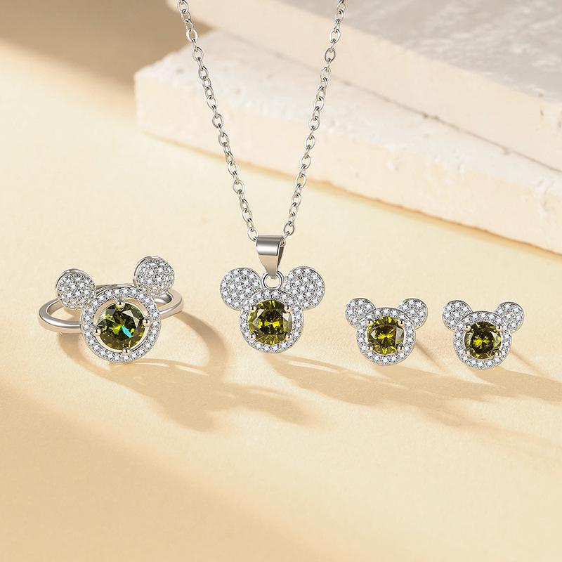 Mehrfarbiges Edelstein Königin Krone Halskette, Ring, Ohrringe & Anhänger Set für Frauen