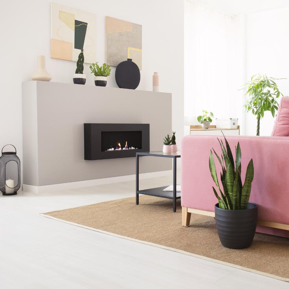 Wall Mounted Bioethanol Fireplace DELTA FLAT Black TÜV