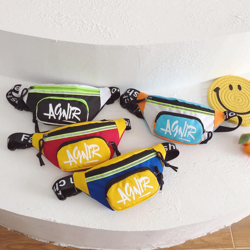 Colorful Patchwork Polyester Children's Waist Bag Stylish Baby Money Purse For Kids