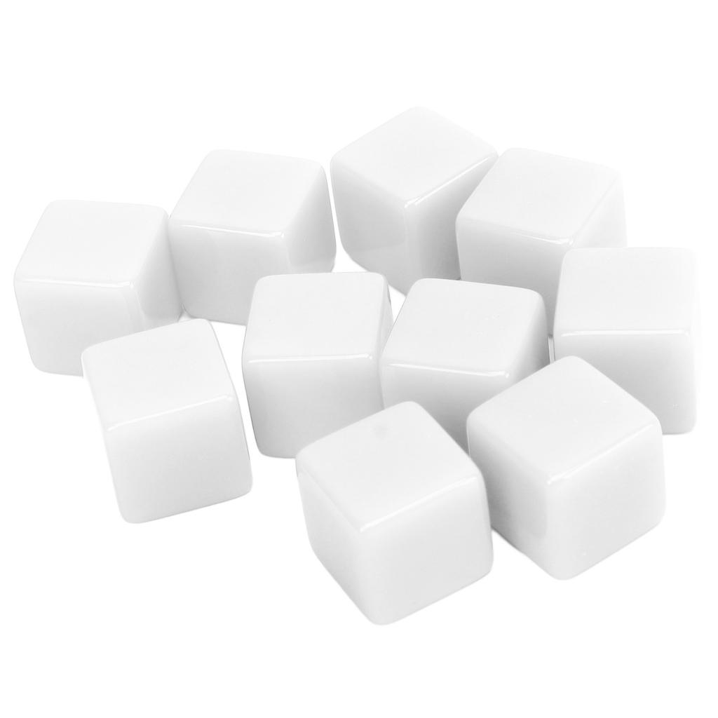 30 Pcs 16mm Dice Set Six Sided Blank Dice Write On Cubes Game for Math Teaching Education White