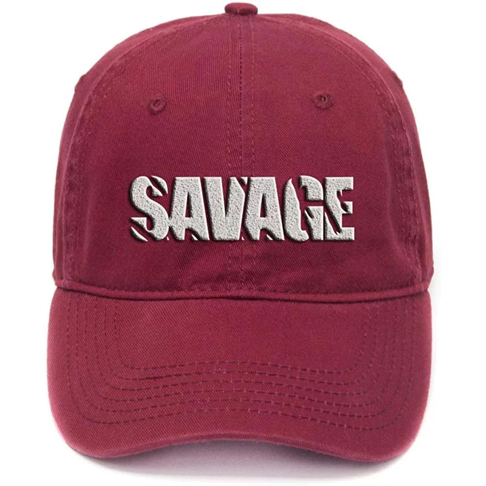 Lyprerazy Savage Graphic Cool Washed Cotton Adjustable Unisex Women Unisex Hip Hop Cool Flock Printing Baseball Cap