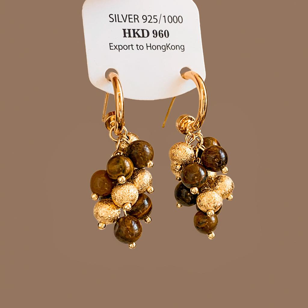 Maillard Retro Coffee Earrings Vintage Hong Kong Luxury Studs Chic Versatile Accessories for Women