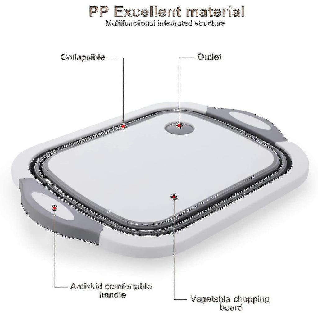 3-in-1 Chopping Board, Foldable Washing-up Bowl, Foldable Storage Basket, Portable Camping Basket, Kitchen Board, Draining Bowl, Multi-function Sink I