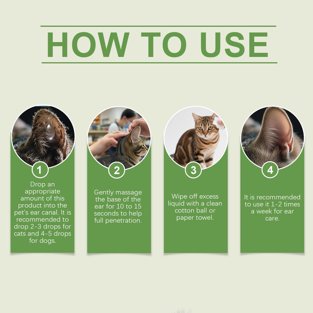 Pet Ear Care Solution, Gentle Ear Cleaner For Cats And Dogs, Odors And Protects Ears.60ml