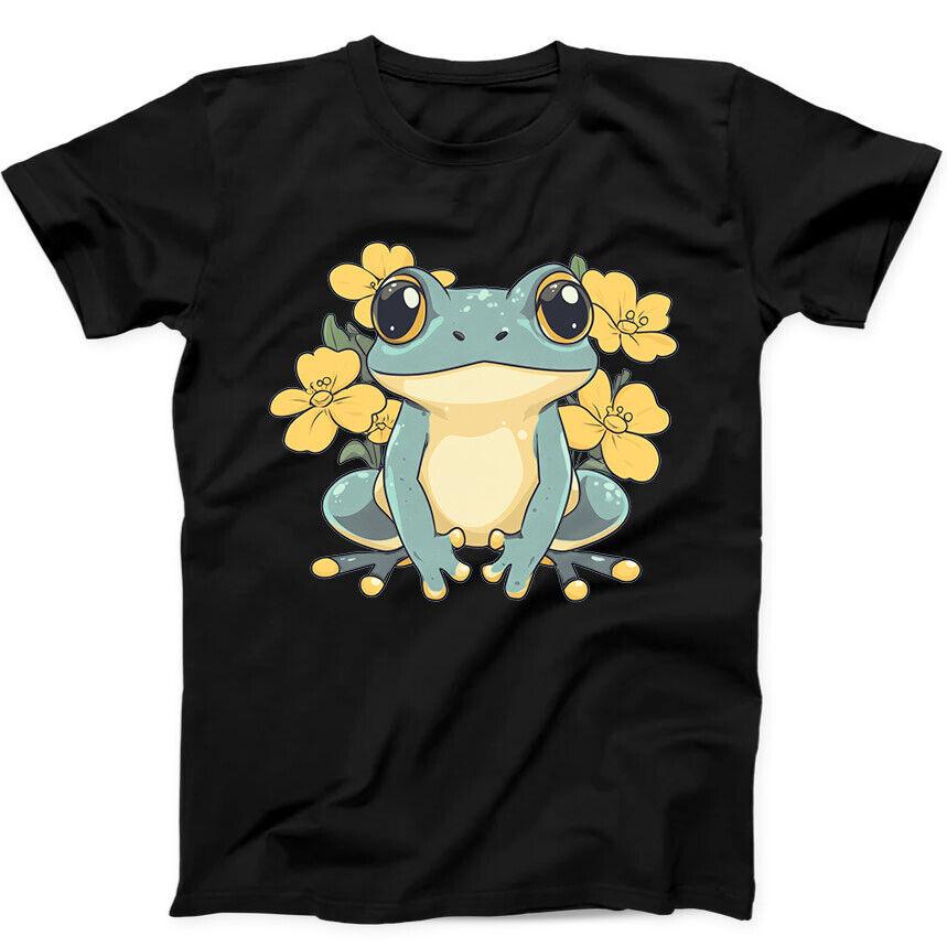 

Frog Floral Cute Best Seller Funny Gift Tee Black T Shirt 302 4XL