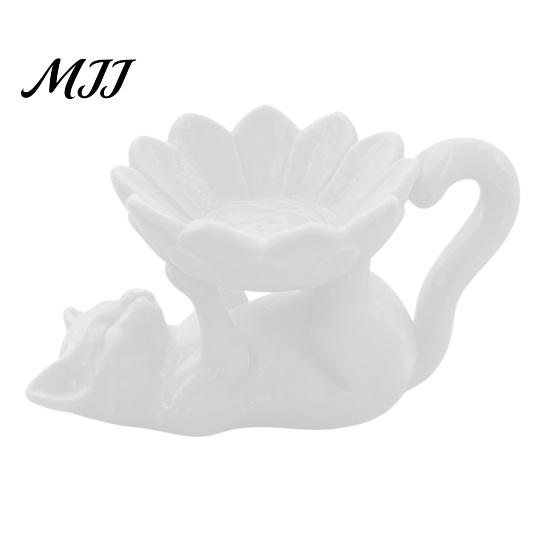 Gifts for Women Girls 3D Printed Lazy Lying Cat Lotus Jewelry Tray, Cute Figurine Desktop Organizer Tray Trinket Dish, Catchall Rings Earrings