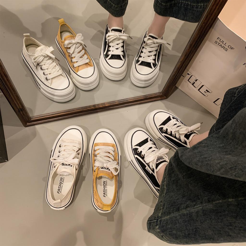 Breathable new thick little white shoes women's summer shoes 2025 super fire with baseplate thin canvas shoes season casual versatile skirt