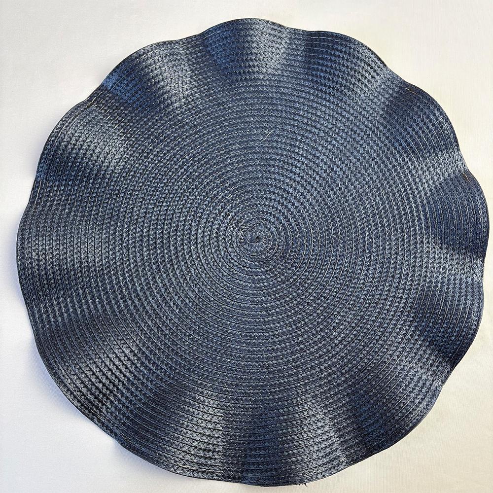 Set of 6 Round Placemats with Weave Design Heat-resistant Table Mats Washable with Corrugated Edge Non-slip Dining Table Mats