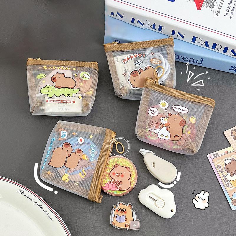 Cute Capybara Coin Storage Bag Transparent Coin Purses Cartoon Lovely Wallet Clear Bags