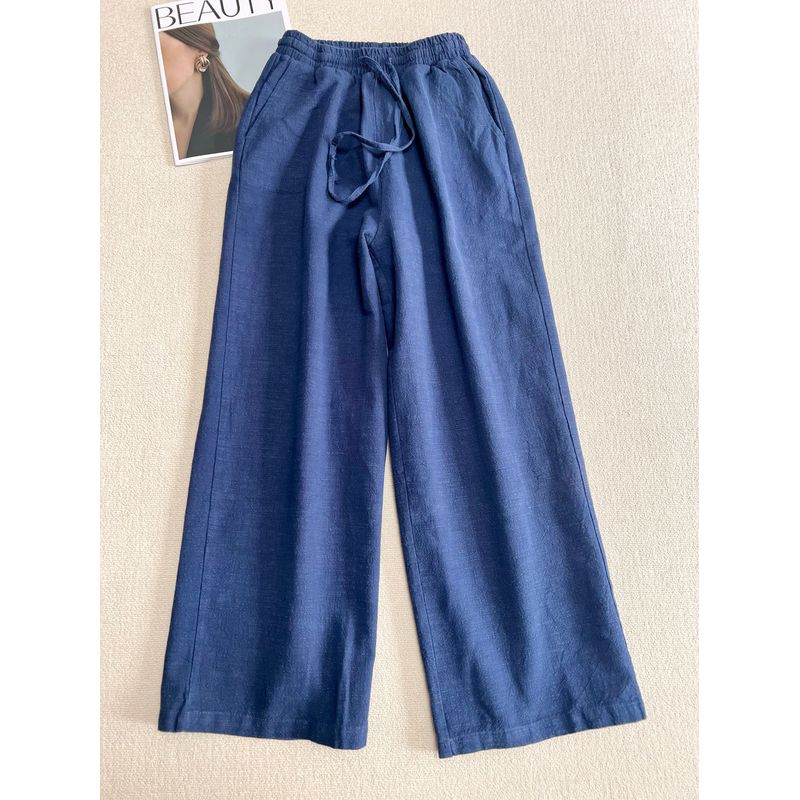 

Тяжелые Дышащие Клетчатые Темно-синие Мешковатые Прямые Брюки Navy blue 170 (waist 66-82, Pants length 99)