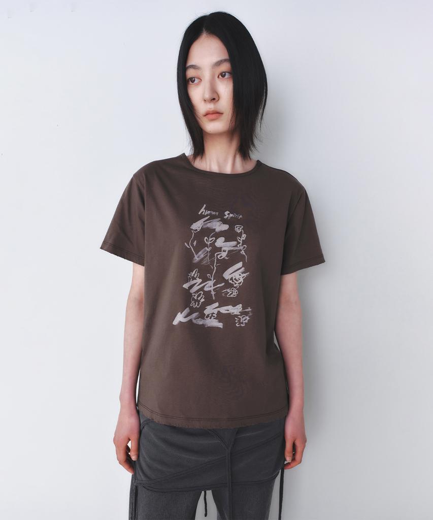 INSILENCE WOMEN Vintage Sketch T-Shirt Brown