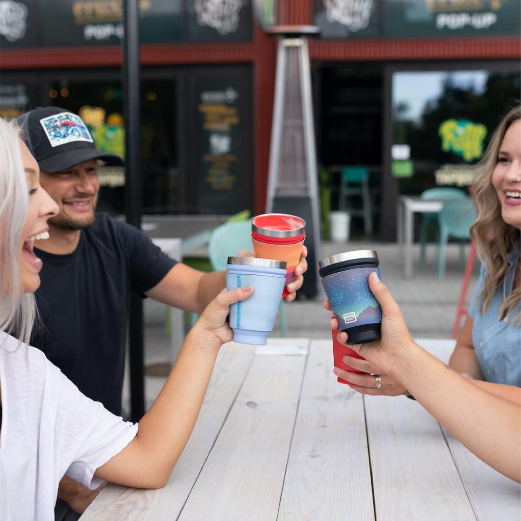 HYDAWAY Foldable Drink Tumbler Hot and Cold Drink Cup for Events 16oz Capacity Glacier Portable, Insulated, Coffee, Tea, Smoothies, Beer, Cocktails,