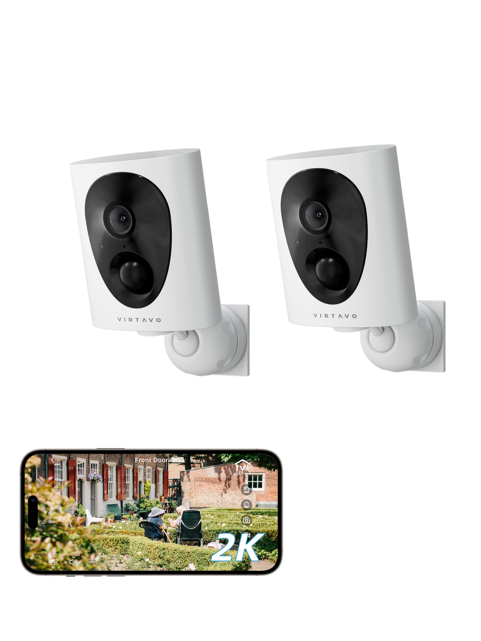 

virtavo Security Colorful Night Surveillance Monitoring Battery Pet Motion Night Vision Alexa Micro Storage 2K Set of 2 Camera, Outdoor, Wireless,