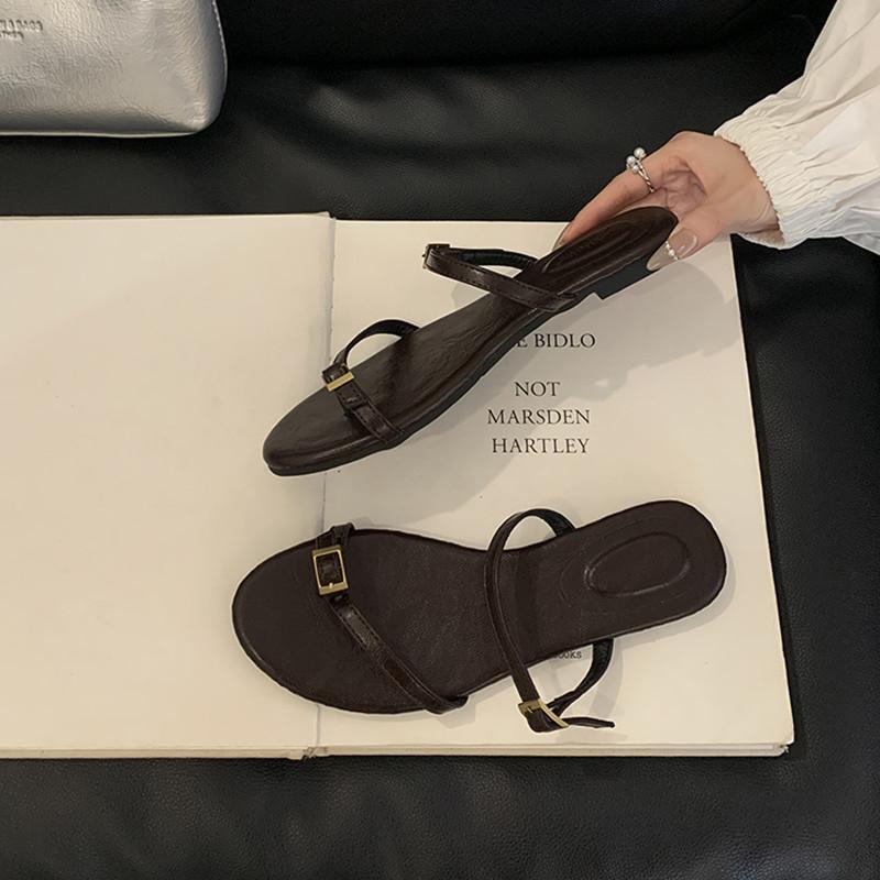 

Fashion Bailamos Vintage Roman Sandals Flat Heel Women Sandals Casual Buckle Strap Summer Shoes Heels Women Shoes Mujer 39 шоколадный