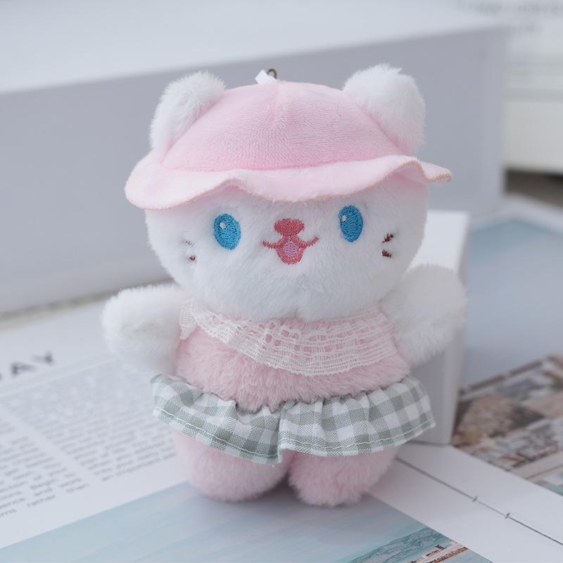

Plush Cat Cuddly Keychain Adorable Stuffed Mini Doll In Various Colors Tall 13cm рожевий