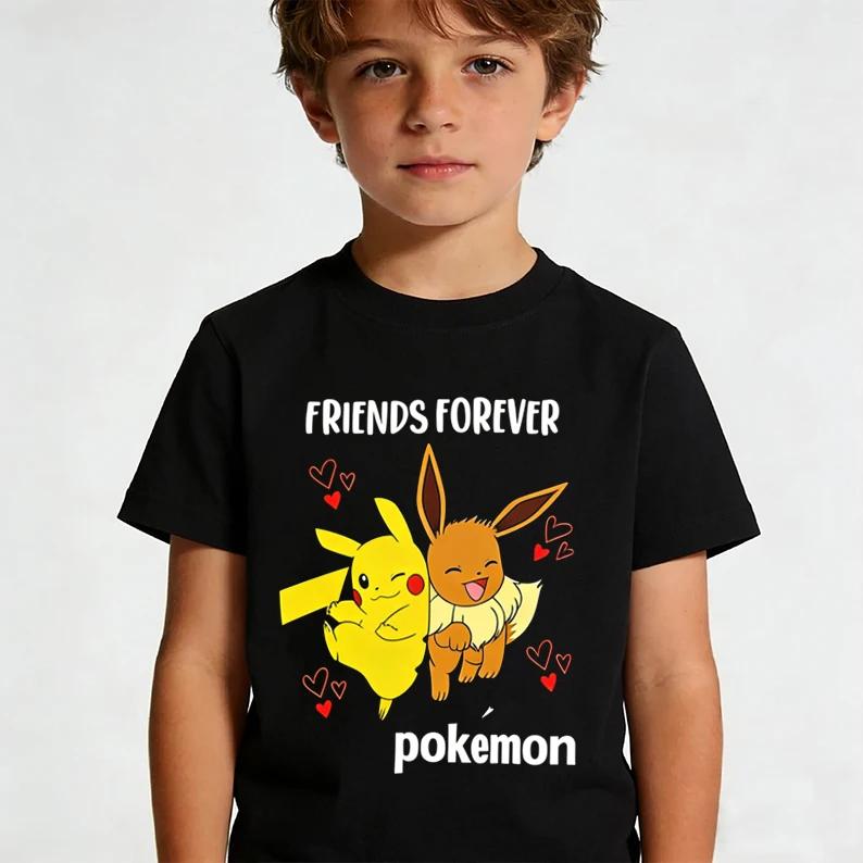 Summer Anime Pokémon Cosplay TShirt Cotton Short Sleeve Tops Casual Loose Retro TShirt Men Women Kids Family Matching Outfits
