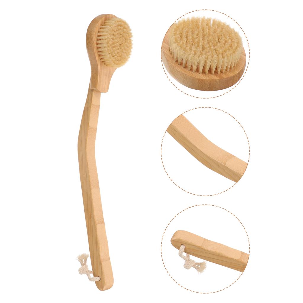 Long Handle Pig Bristle Bath Brush Bamboo Shower Back Scrubber Body Cleaning Tool For Disabled Bath Brushes Sponges