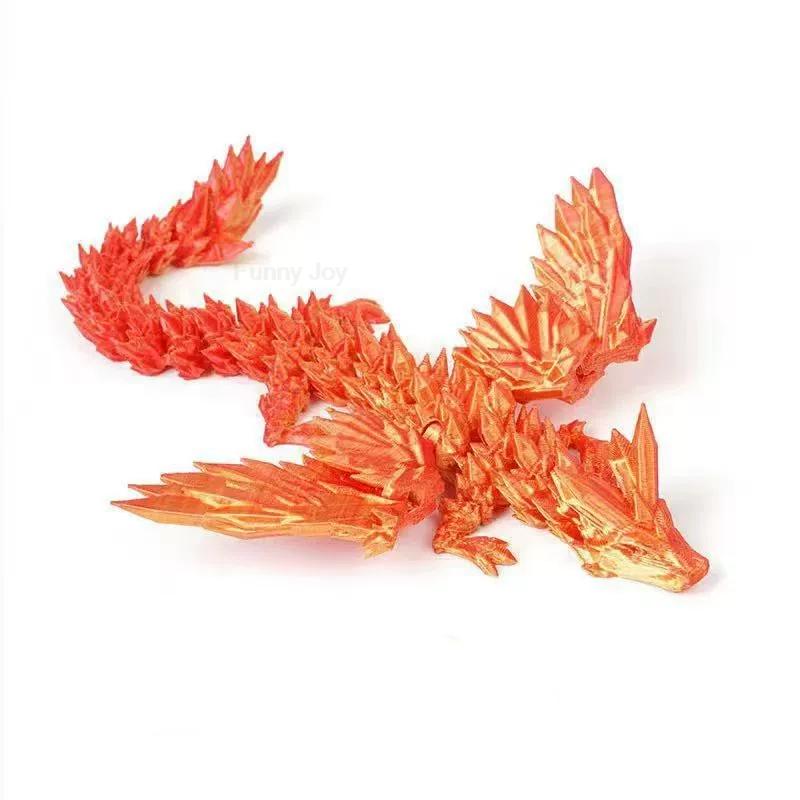 22Cm 3D Printed Conjoined Dragon Crystal Dragon Wings Ornaments Joints Can Move Dragon Rockery Fish Tank Landscaping Decoration