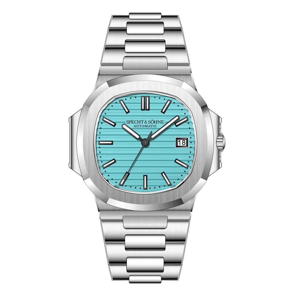 2025 Specht & Söhne 40MM Cubic 5711 Herenhorloge Mechanische Horloges Roségoud Roestvrij Staal Saffierglas 50M Waterdicht