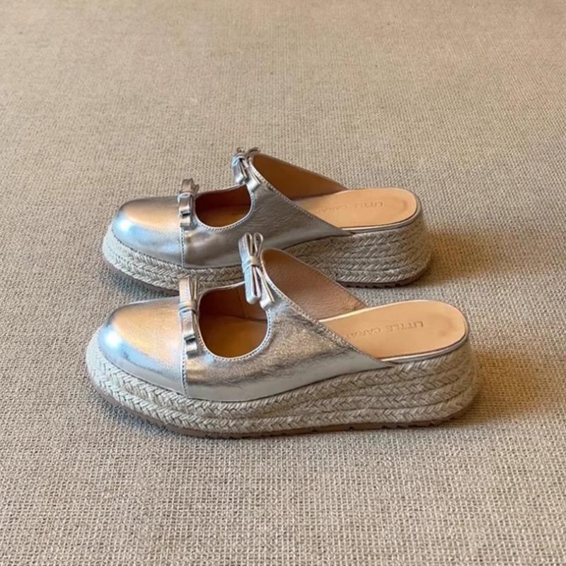 Fashion Ladies Shoes 2025 Fashion Closed Toe Women's Slippers New Outdoor Casual Butterfly-knot Best Seller Comfortable Wedge Slippers