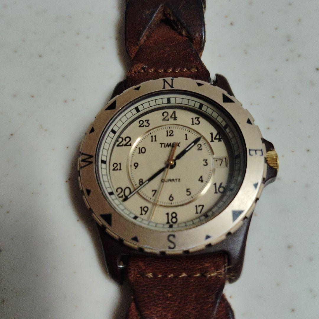 Used Timex Safari Analog Quartz Watch Brown Leather