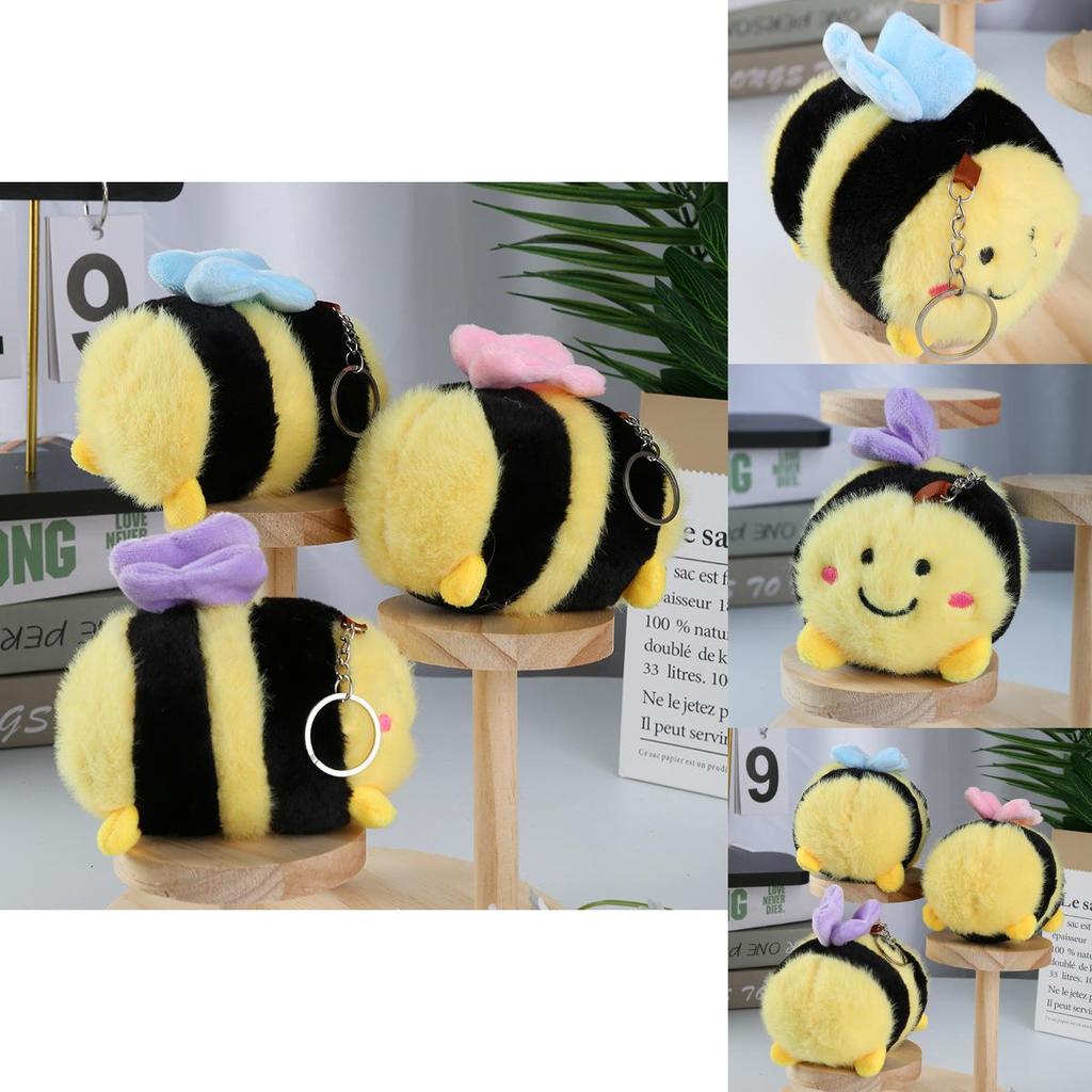 Cute Bee Plush Toy Pendant With Premium Velvet Fabric For Keys And Backpack
