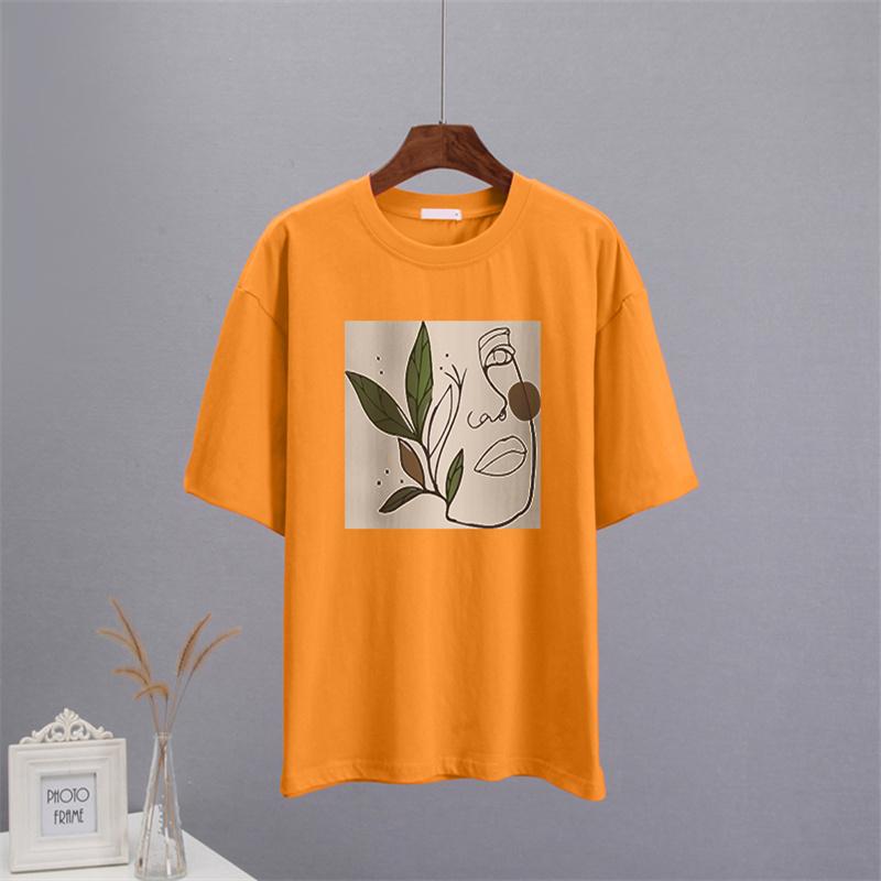 Shellsuning Abstract Character Graphic T Shirts Women Summer Soft Cotton Short Sleeve Tees Female Harajuku Chic Streetwear Tops