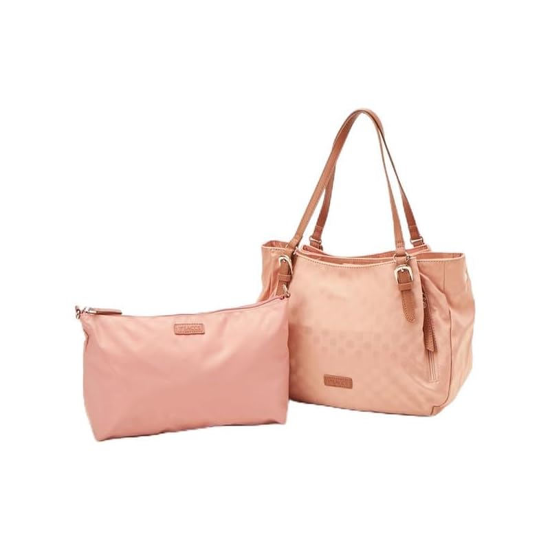 

[Isaac] tote bag Dot jacquard tote with pouch Pink beige(54)