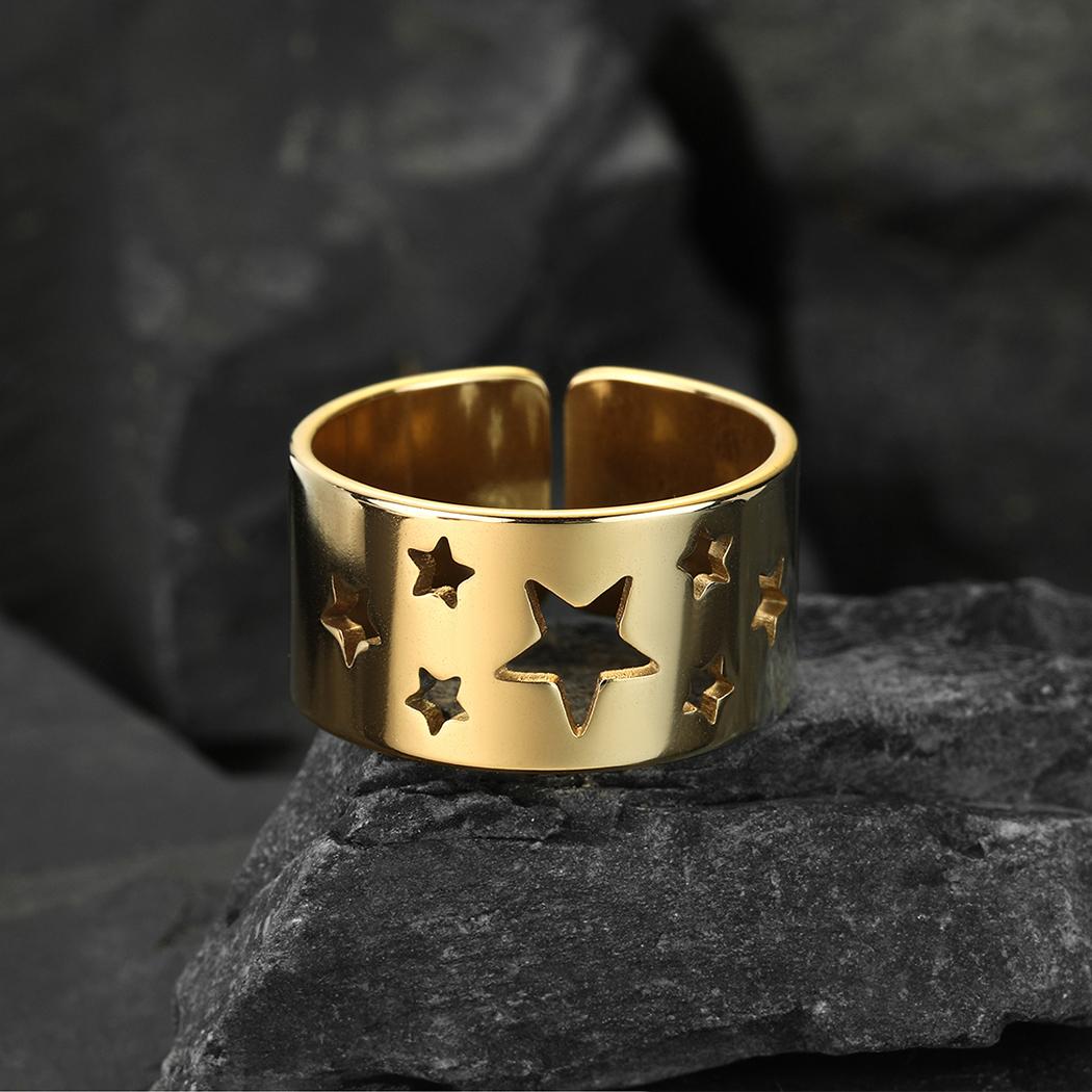 Kinitial April Stainless Steel Star Ring Women s Cutout Ring Broadband Ring Boyfriend Ring Stainless Steel Ring New Gifts