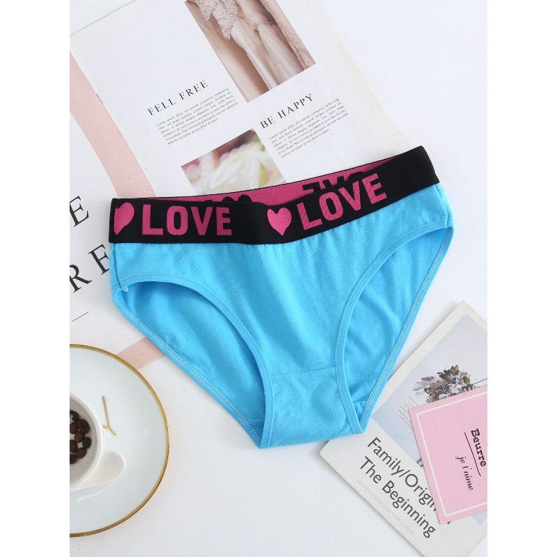 Ladies Spring and Summer Simple Love Comfortable Breathable Sports Waist Triangle Briefs