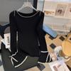2025 Women's Lace-Up Bell Sleeve Knit Top: Age-Reducing Slim Fit for Autumn/Winter