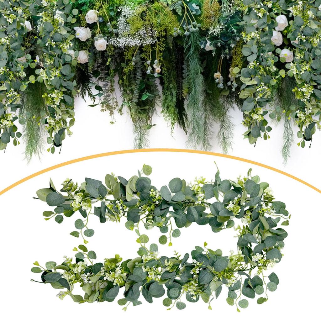 Spring Ornament Fake Eucalyptus Strand Vine Artificial Garland for Home Festive Table and Outdoor Wall Backdrop