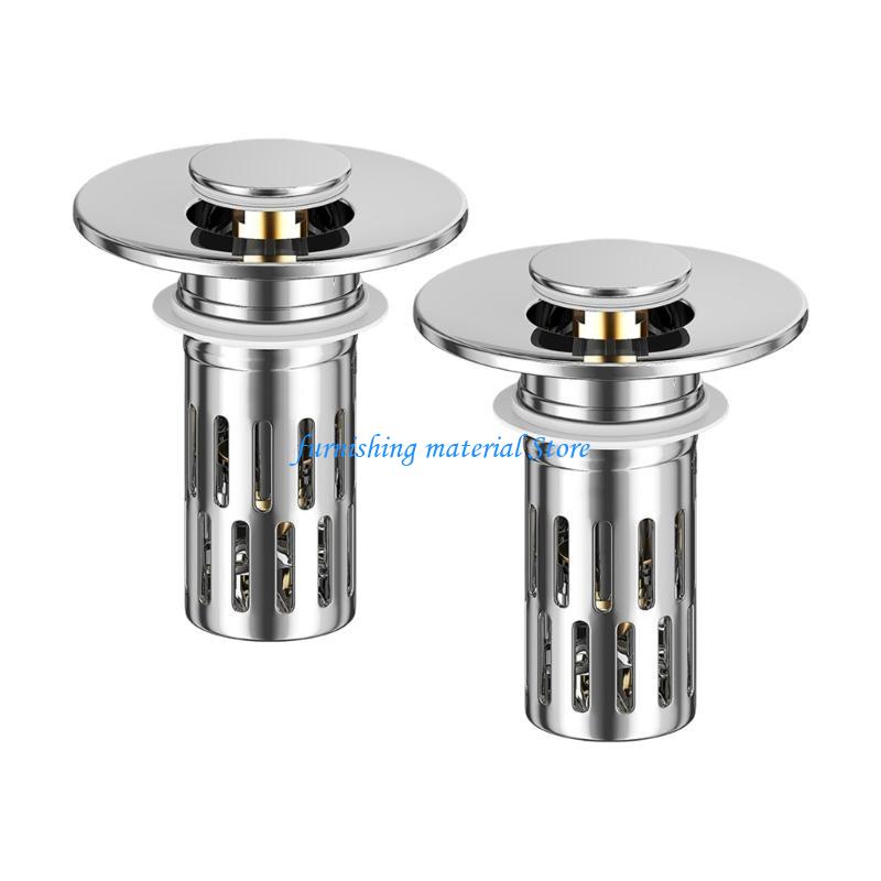 Y5GD 2pcs Simple Install Sink Stoppers Press Type Efficient Bathroom Drain Filter