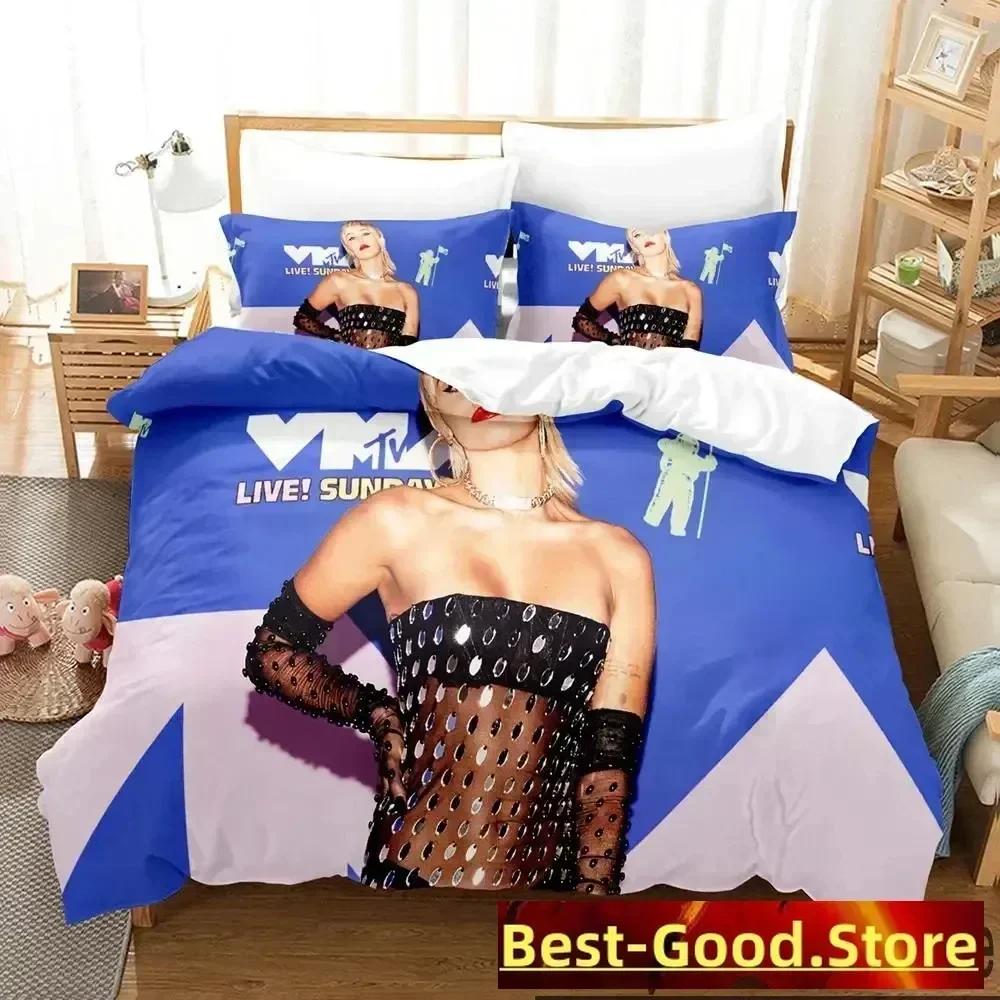 3D Print Miley Cyrus Singer Bedding Set Duvet Cover Sheet Printed Bed Set Pillowcase Bed Full Queen King Size Comforter Bedroom