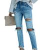 Spring 2022 Womens Fashion High Waist Y2k Women's Skinny Ripped Jeans Baggy Woman Denim Capris Pants Jean Mom Jeans Trousers